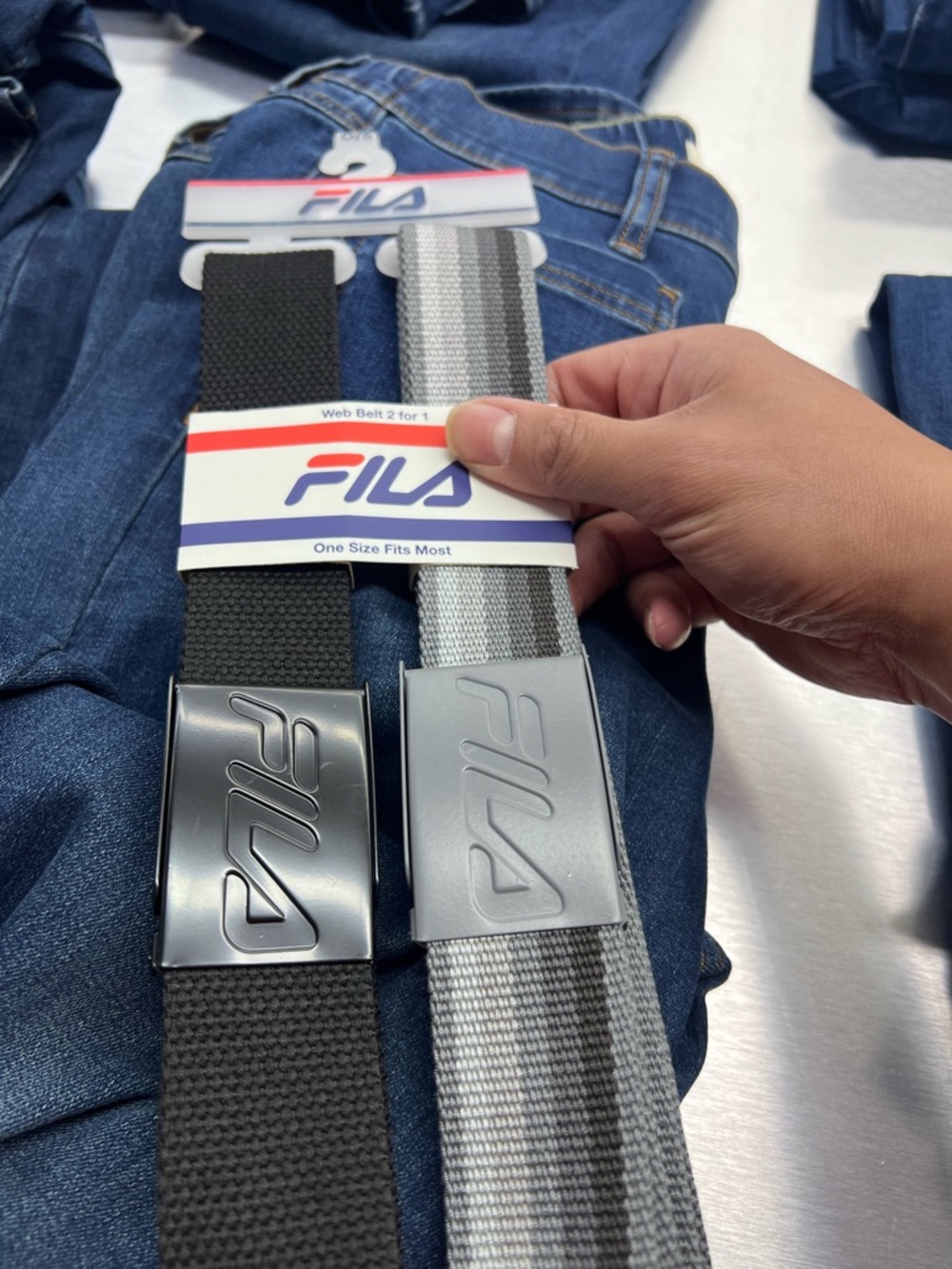 Fila Men’s Web Belts in Black and Gray